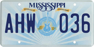 MS license plate AHW036