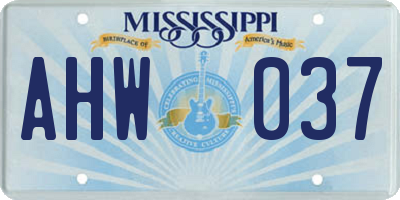 MS license plate AHW037