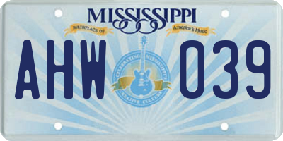 MS license plate AHW039