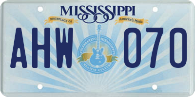 MS license plate AHW070