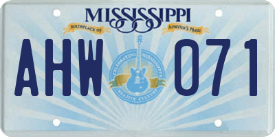 MS license plate AHW071