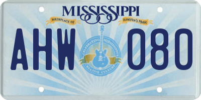 MS license plate AHW080