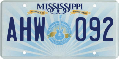 MS license plate AHW092