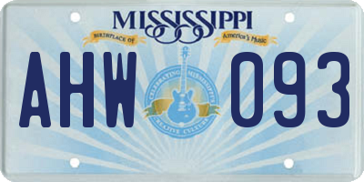 MS license plate AHW093