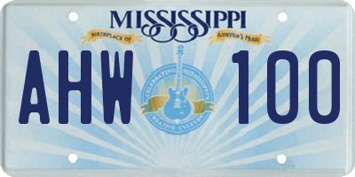 MS license plate AHW100