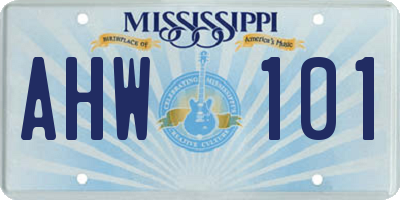 MS license plate AHW101