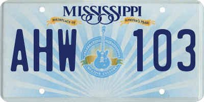 MS license plate AHW103