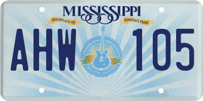 MS license plate AHW105