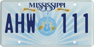 MS license plate AHW111