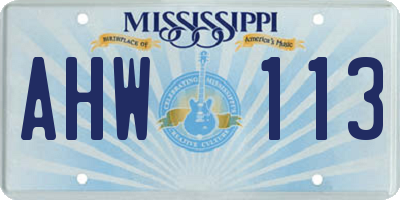 MS license plate AHW113