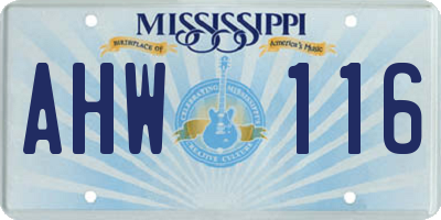 MS license plate AHW116