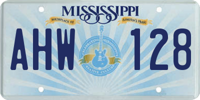 MS license plate AHW128