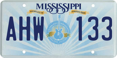 MS license plate AHW133