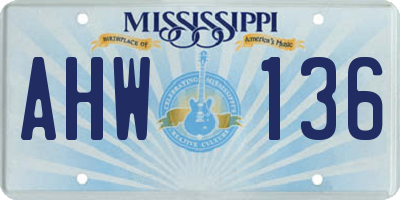 MS license plate AHW136