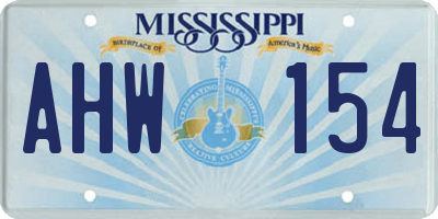 MS license plate AHW154