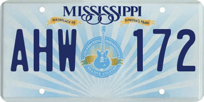 MS license plate AHW172