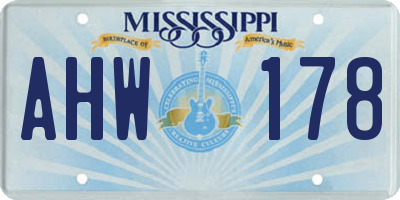 MS license plate AHW178