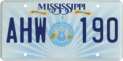 MS license plate AHW190