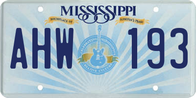 MS license plate AHW193