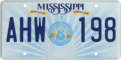 MS license plate AHW198