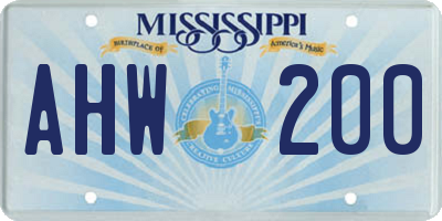 MS license plate AHW200