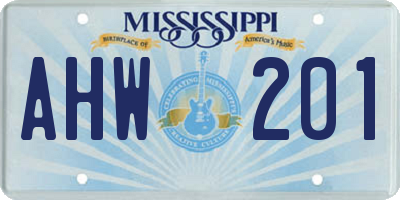MS license plate AHW201