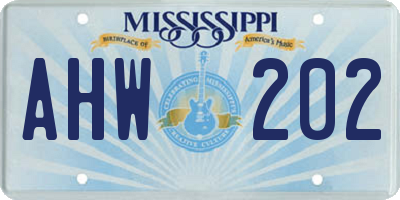 MS license plate AHW202