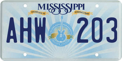 MS license plate AHW203