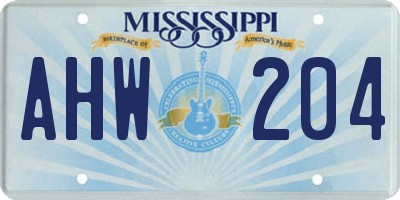 MS license plate AHW204