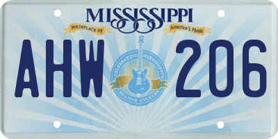 MS license plate AHW206