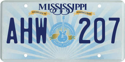 MS license plate AHW207
