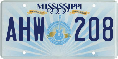MS license plate AHW208