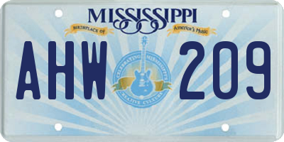 MS license plate AHW209