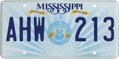 MS license plate AHW213