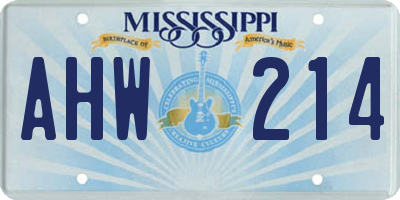 MS license plate AHW214