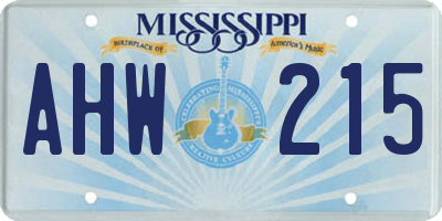 MS license plate AHW215