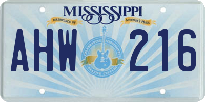 MS license plate AHW216