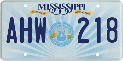 MS license plate AHW218
