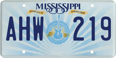 MS license plate AHW219