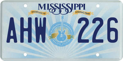 MS license plate AHW226