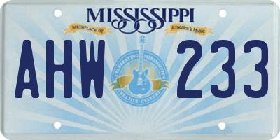 MS license plate AHW233