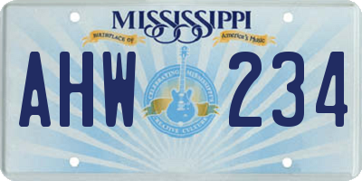 MS license plate AHW234