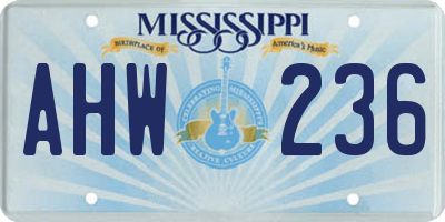 MS license plate AHW236