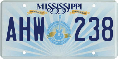 MS license plate AHW238
