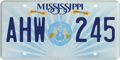 MS license plate AHW245