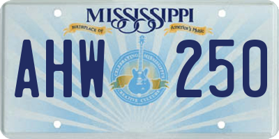 MS license plate AHW250