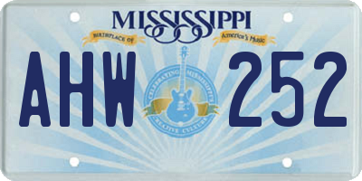 MS license plate AHW252
