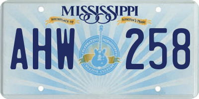 MS license plate AHW258