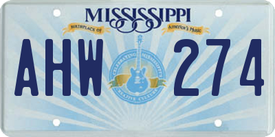 MS license plate AHW274