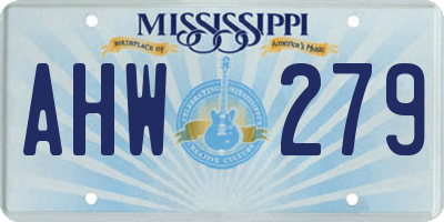 MS license plate AHW279